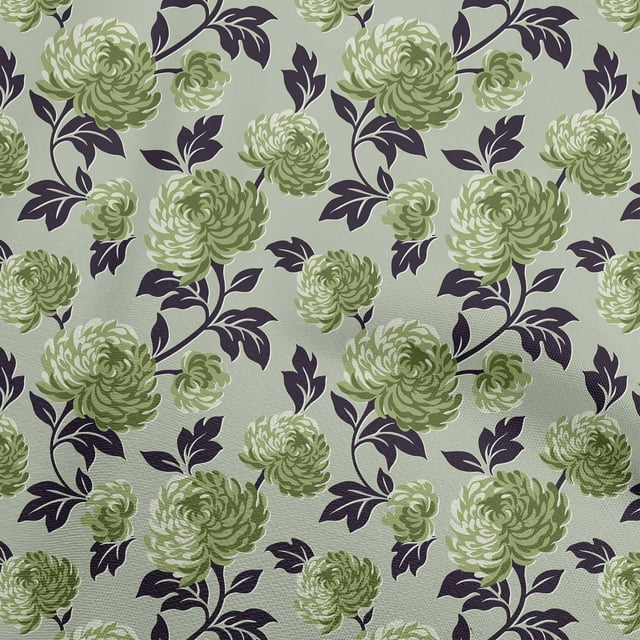 oneOone Cotton Poplin Green Fabric Floral Craft Projects Decor Fabric Printed By The Yard 56 Inch Wide