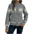 thumbnail image 1 of WRKEKC Veste Chandail pour Femmes Imprimé Flocon de Neige Col Rond Tricoté Veste Surdimensionnée pour Femmes Tenue Décontractée de Noël, 1 of 3