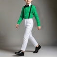 thumbnail image 5 of LEKWK Boys 3 Piece Suits Long Sleeve Dress Shirt With Bowtie and Suspender Pants Kids Formal Set For Wedding School Homecoming Performance Stage Outfit, 5 of 6