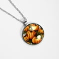 thumbnail image 4 of Thanksgiving Pumpkin Glass Circular Pendant Necklace - Sparkling Jewelry for Women, 4 of 5
