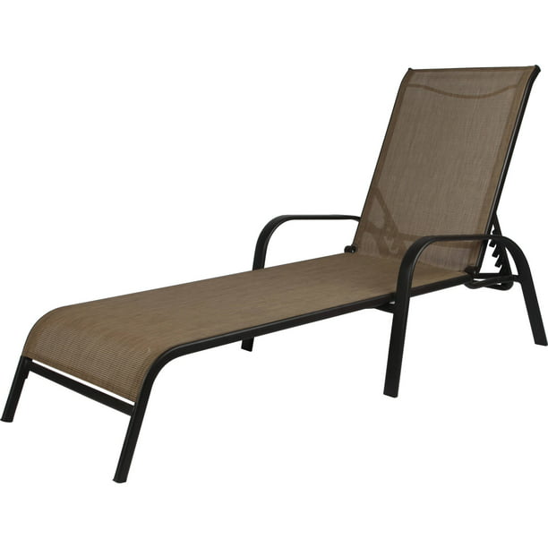Mainstays Sling Chaise Lounger, Brown - Walmart.com