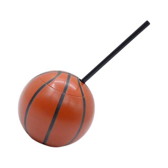 Inteprter Vasos con forma de bola, botella de vidrio de 450 ml con tapa y pajita, resistente y práctico para el día a día Organizadores de utensilios de cocina Baloncesto diámetro 10 cm