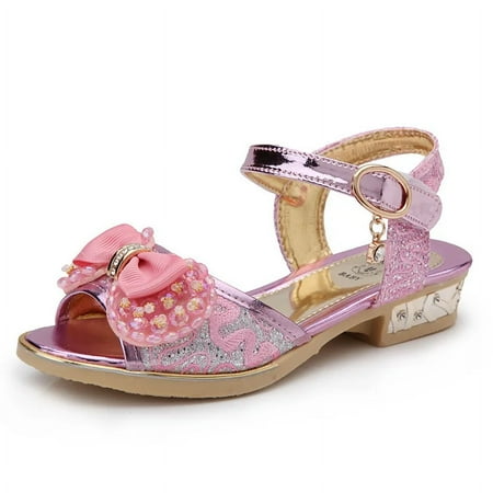 

Summer Princess Children s Sandals Girls Sequins Low Heels Non-slip Shoes Fashion Bowknot Kids Beach Sandals Causal Versatile