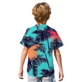 thumbnail image 5 of Abcomgle Hawaiian Shirt for Boys Size 7/8 Button Down Short Sleeve Beach Shirts for Boys Cartoon Palm Tree Print Holiday Boys Hawaiian Outfit,Cyan,12-13Years, 5 of 5