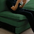 thumbnail image 2 of Green corduroy 3-seater sofa featuring one footrest & ottoman, stylish & retro!, 2 of 14