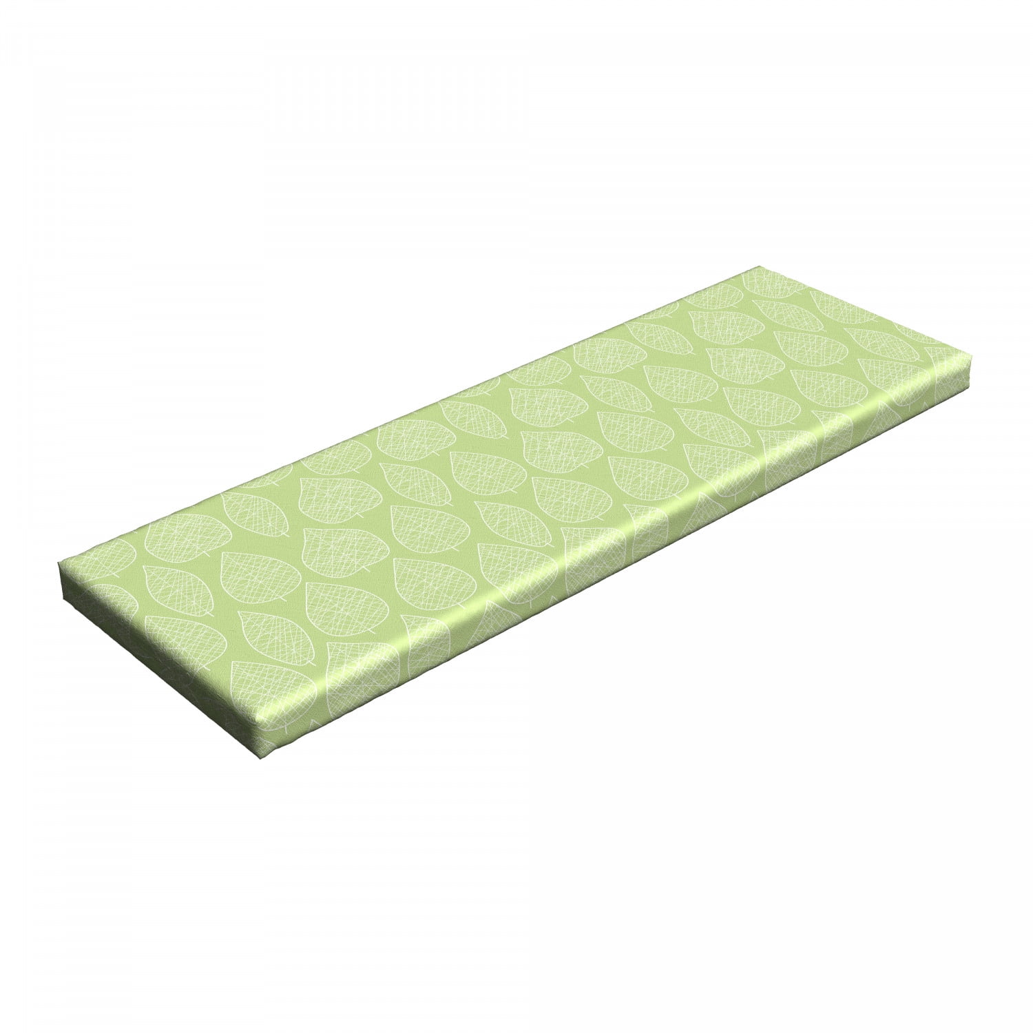 Green and White Bench Pad, Abstract Leafage Modern Art Style Ornament