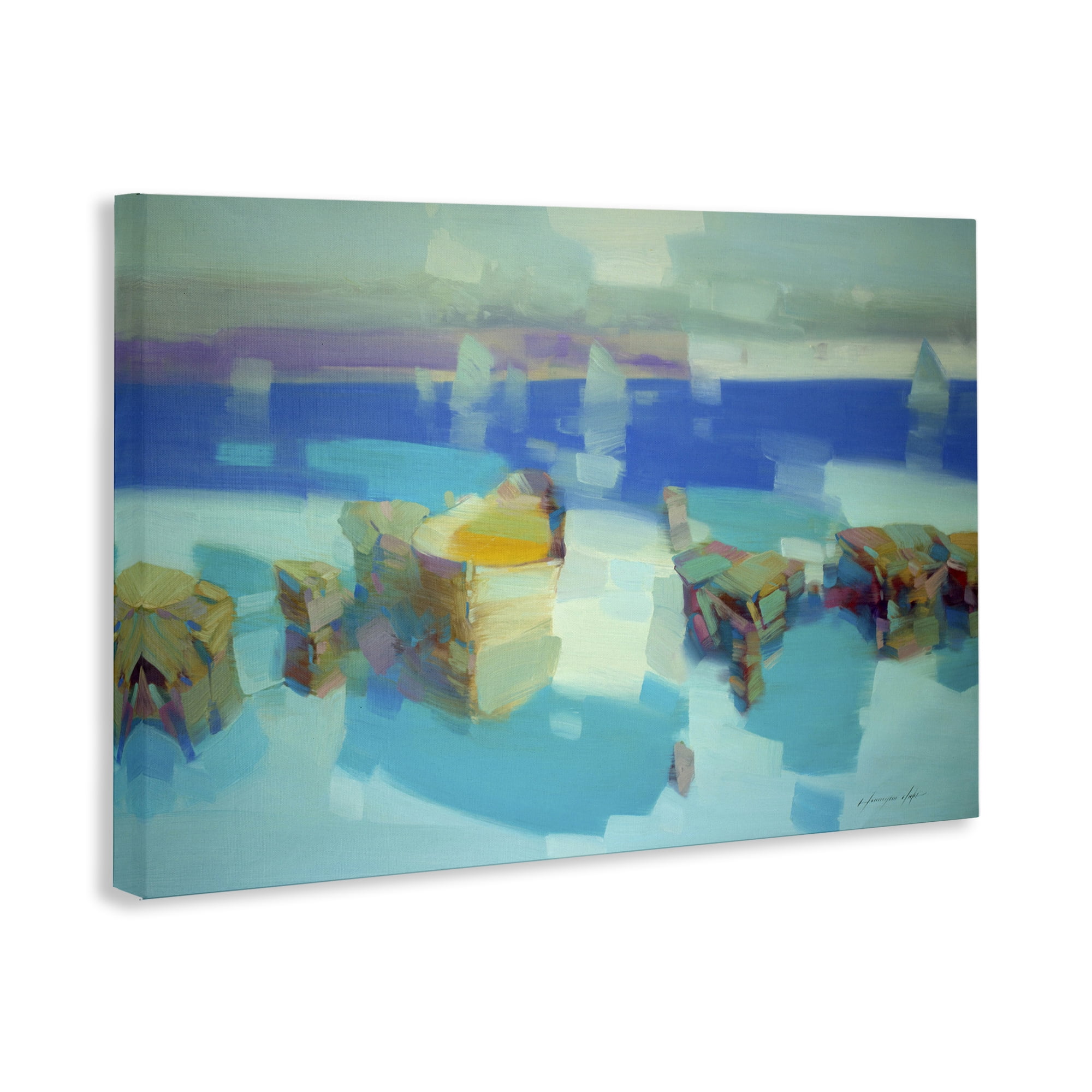 Stupell Industries Abstract Nautical Cliffs Abstract Painting Gallery Wrapped Canvas Art Print Wall Art, 30 x 20