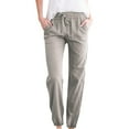 thumbnail image 2 of QUINDOS Womens Pants Taper High Waisted Long Casual Pants Cotton Linen Pull on Loose Trousers with Pockets, 2 of 4