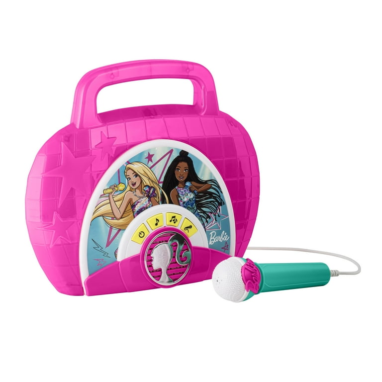 eKids Barbie Sing Along Boom Box Speaker with Microphone for Fans