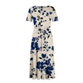 thumbnail image 6 of LWavelet Women's Plus Size Vintage Floral Maxi Dress Short Sleeve Tie Waist Casual Retro Boho Dress with Pockets Light pink 3XL, 6 of 7