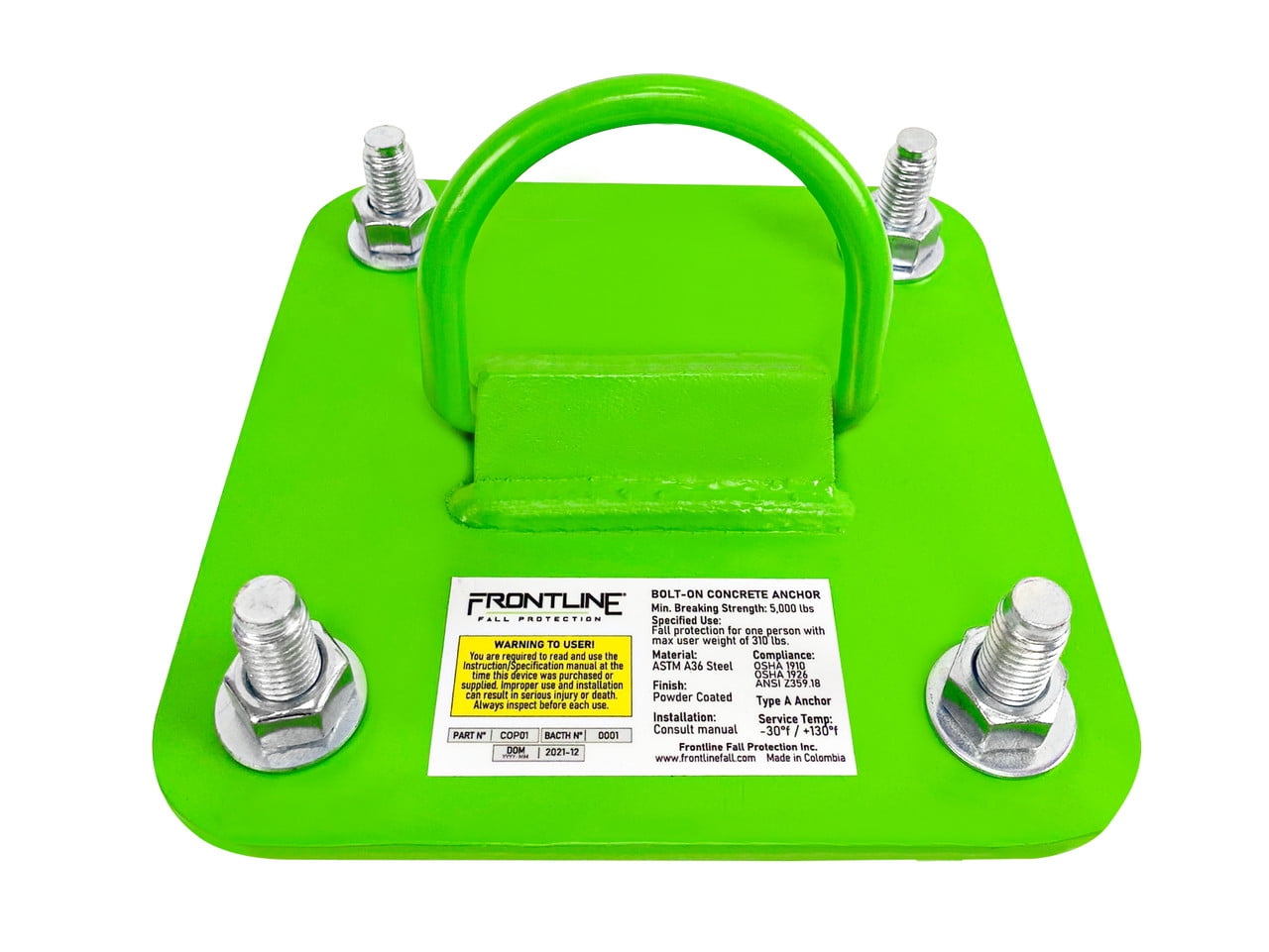 Frontline COP01 Concrete and Steel D-Ring Reusable Anchor Plate