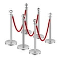 thumbnail image 1 of KFFKFF Stanchions and Velvet Ropes 6Pcs, Hollow Base with Stainless Steel Post, 3 Red Velvet Ropes and Posts, Crowd Control Barriers Silver Stanchions, 1 of 9