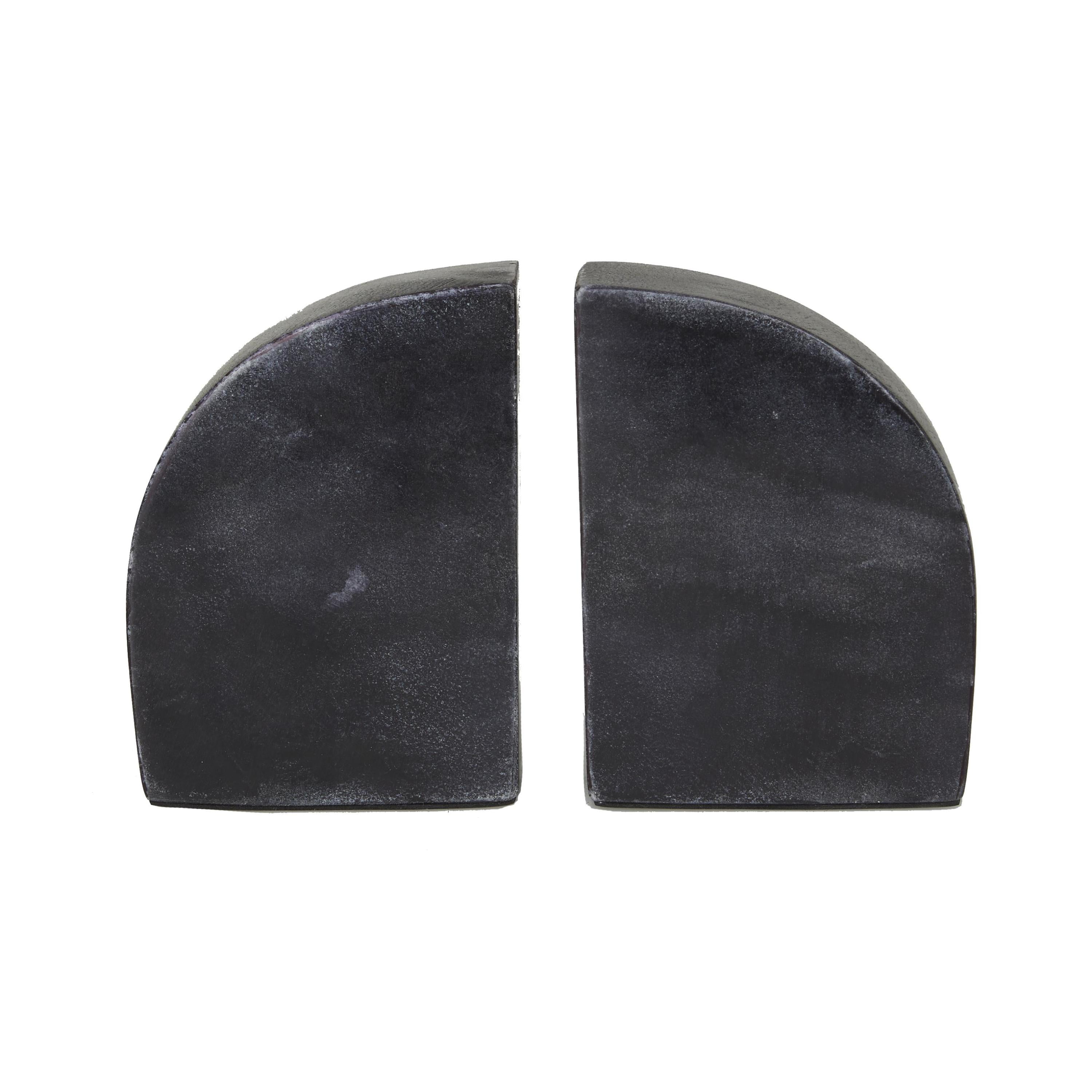 CosmoLiving by Cosmopolitan 4" Geometric Black Marble Bookends with Gold Inlay (Set of 2)
