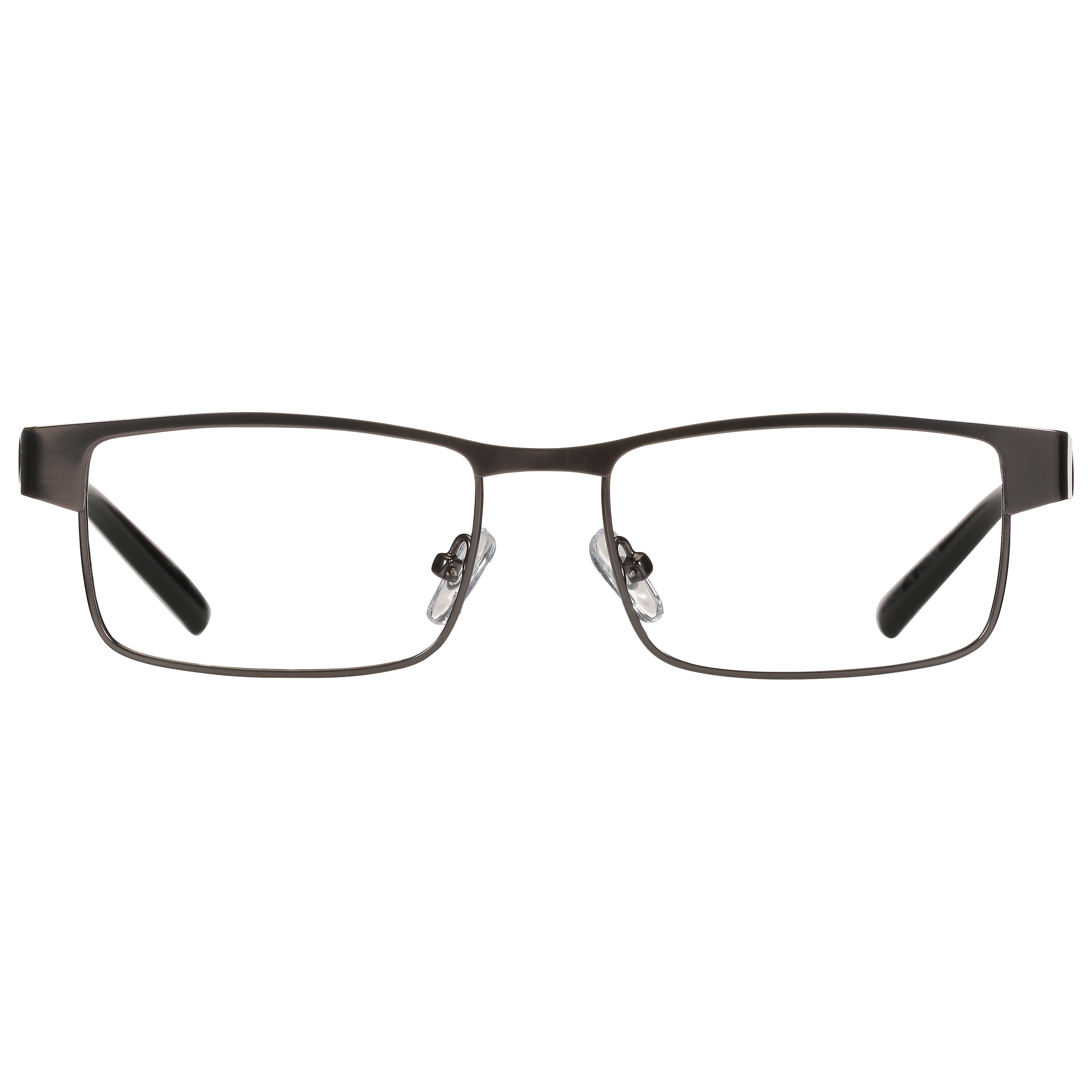 (2 pack) M+ Mens Rectangular Flat Metal Reading Glasses Gun 2.00 Birch in Gunmetal with Classic Black Temples