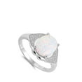 thumbnail image 4 of CHOOSE YOUR COLOR Oval White Simulated Opal Cluster Ring .925 Sterling Silver Band CZ Female Size 7, 4 of 4