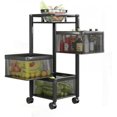 thumbnail image 1 of Rotating Storage Rack with Lockable Casters & Stainless Steel Removable Storage Basket Fruit and Vegetable Storage Rack for Kitchen Bathroom Storage Basket Rack Bedroom (Black, 3 Tier), 1 of 8