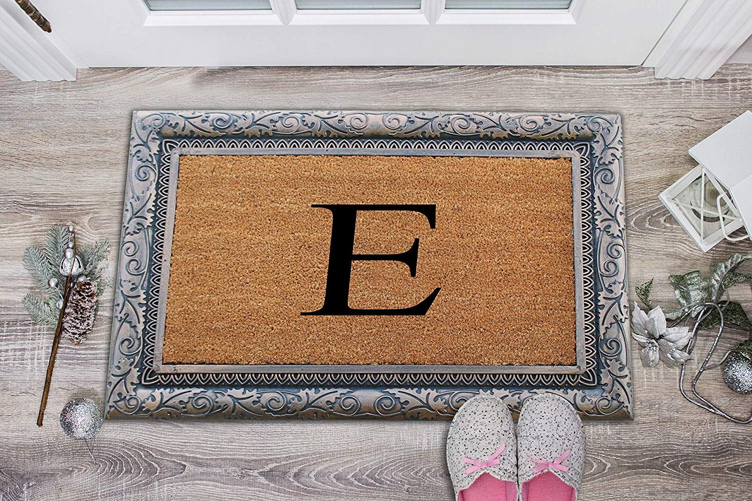A1HC First Impression Rubber and Coir Albena 24" X 36" Bronze Finished Heavy Duty Monogrammed Doormat