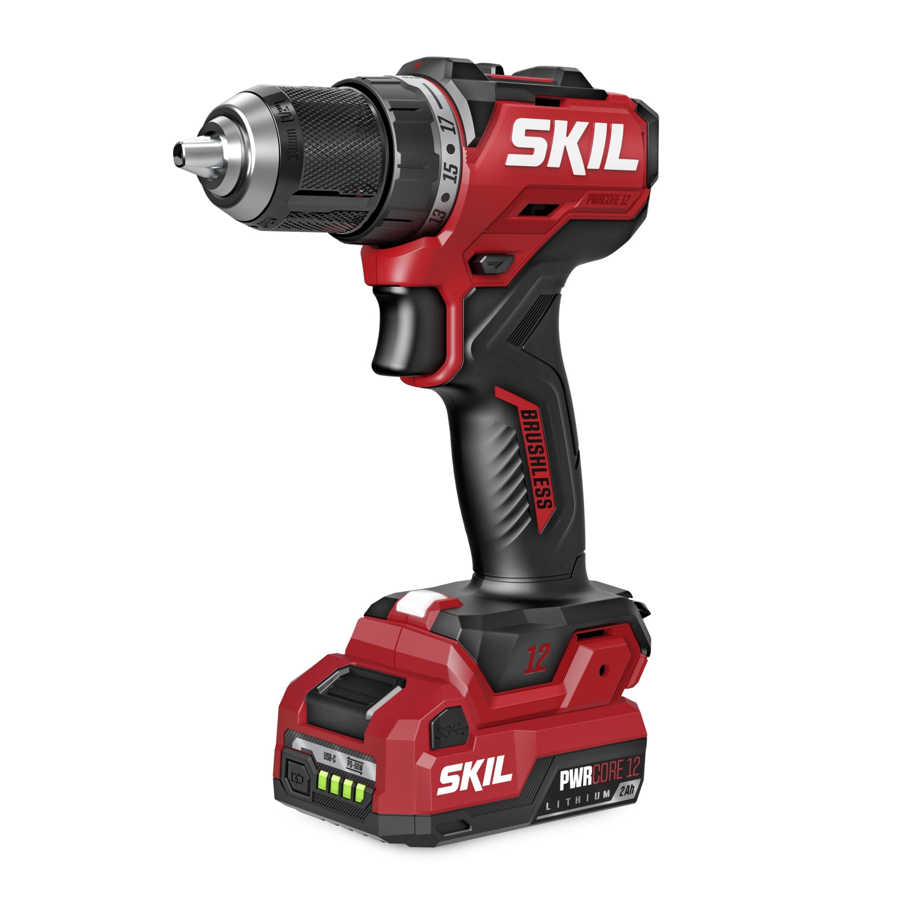 SKIL PWRCORE 12™ Brushless 12V 1/2 In. Compact Drill Driver with 2.0 USB-C Battery and 20W PD Charger-DL6290A-11
