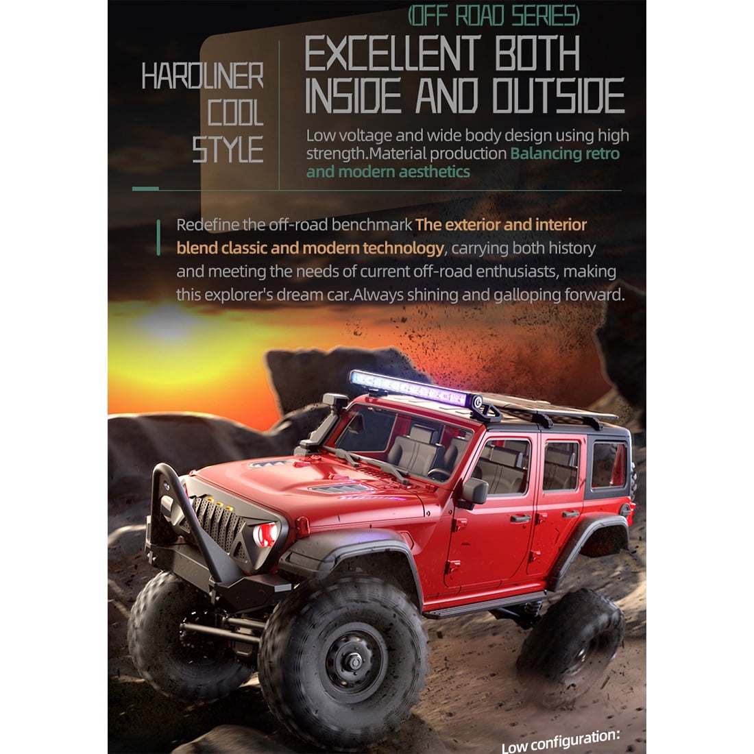 All-Terrain RC Rock Crawler Car, 1/16 Scale 2.4G Full-Proportional 4WD RC Climbing Car with LED Lights, Long Playtime, Collectible Gift for Adults (RTR Version)