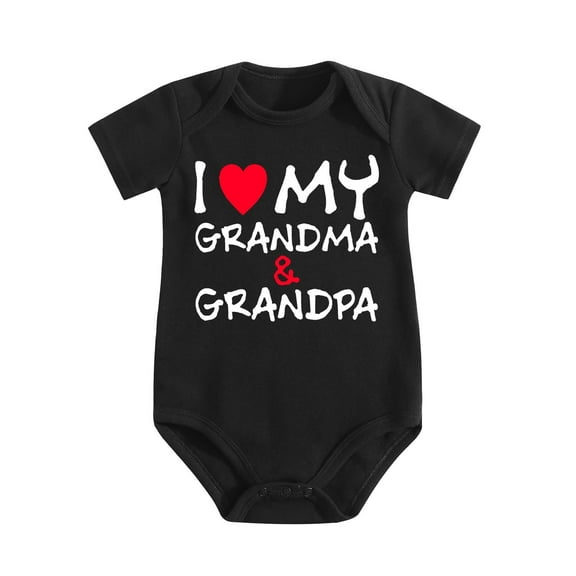 I Love My Grandma And Grandpa - Grandparents Announcement - Cute Infant One-Piece Baby Bodysuit Black-style 3-6M