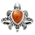 thumbnail image 3 of Tortoise - Peach Moonstone 925 Sterling Silver Ring s.8 Jewelry DGR1116_F_8 R-1076, 3 of 7