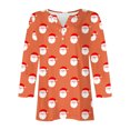 thumbnail image 5 of Puntoco Blusa informal de cuello redondo con mangas 3/4 cortas y estampado a la moda para mujer, 5 of 5