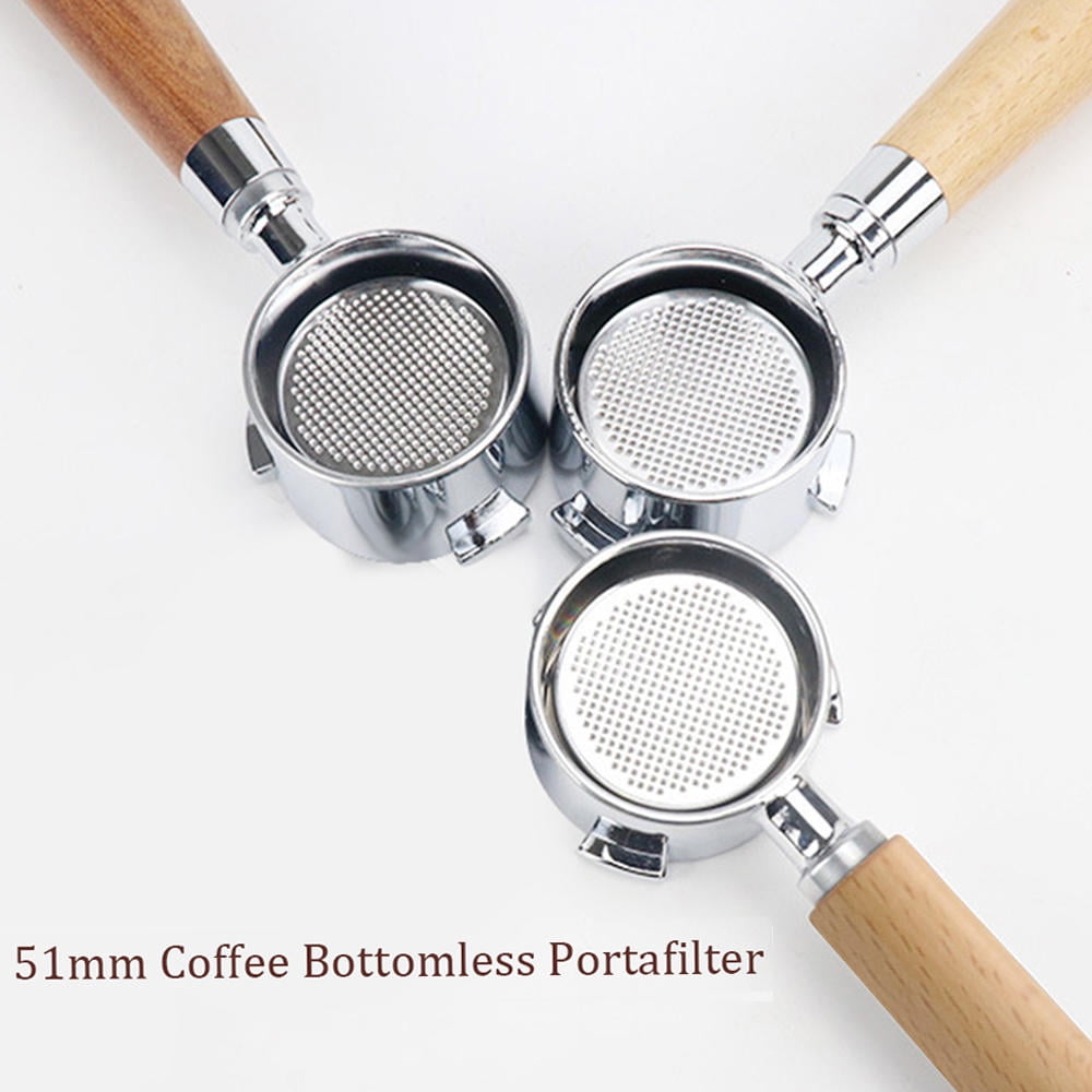 Suodoka 51mm Alloy Bottomless Portafilter with Wooden Handle & Filter Basket – Durable, Reusable Replacement for Delonghi EC680/685 Coffee Machines