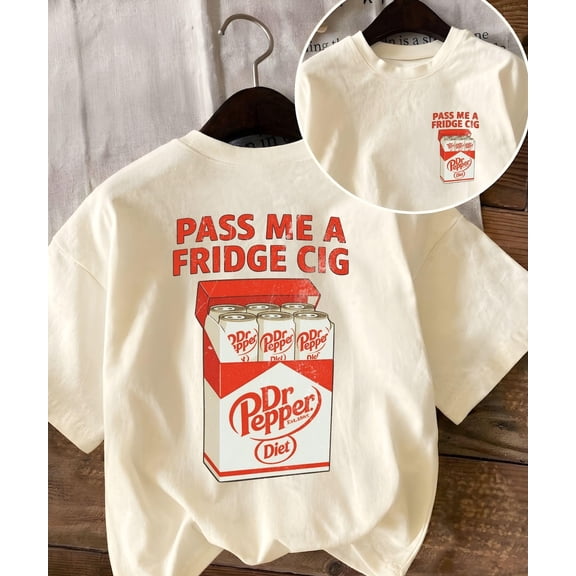 Pass Me A Fridge Pepper Soda T-Shirt, Funny Retro Soda, Funny Quote Pocket Back Shirt,Natural Color,Size 3XL