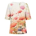 thumbnail image 3 of Tmtolofot Casual T Shirts for Women Floral Printed Tops womens Relaxed Fit Crewneck Tshirts women Short Sleeve Super Soft Summer Tee Shirts, 3 of 4
