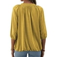 thumbnail image 3 of Women Casual 3/4 Sleeve Solid Color Loose T-shirt Crew Neck Tops, 3 of 4