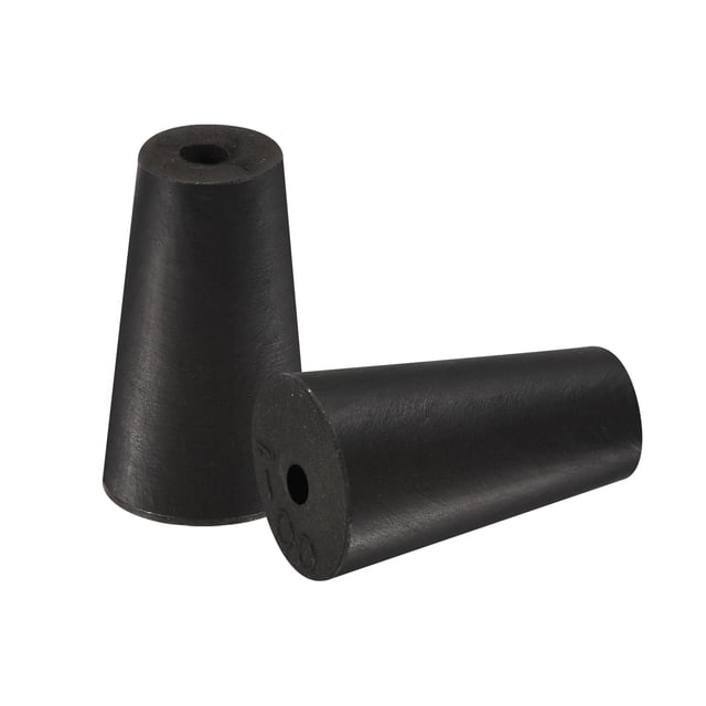 Uxcell 10mm a 15mm con agujero tapón de goma cónico para laboratorio y hogar negro paquete de 20