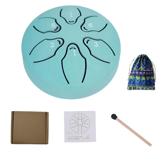 QAYOZ Rain Drum for Outside, Tongue Drum 3 Inch 6 Notes Hand Drums with Bag Book, Tongue Drum Rain Chime Waterproof, Mini Handpan Drum, Rain Drum Instrument for Outside