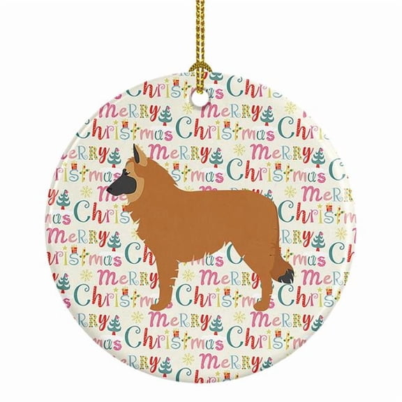 Belgian Shepherd Merry Christmas Ceramic Ornament 2.8 in x 2.8 in