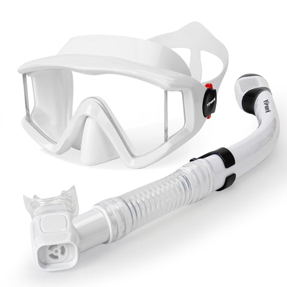 Yimserk Snorkeling Gear for Adults, Anti-Fog 180°Panoramic Snorkel Mask Set with Dry Top Snorkel Tube, Soft Silicone Scuba Gear, Adult Snorkel Set with Mesh Bag for Swimming Diving Travel