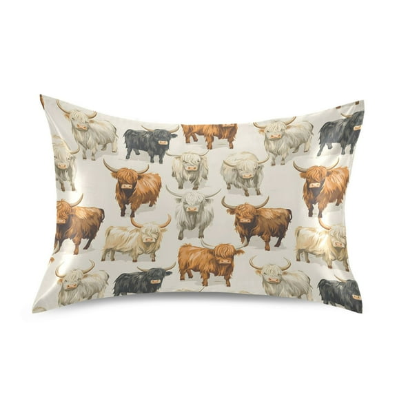Ryvnso Satin Pillowcase Highland Cows Pillow Cases Standard Size 26x20in