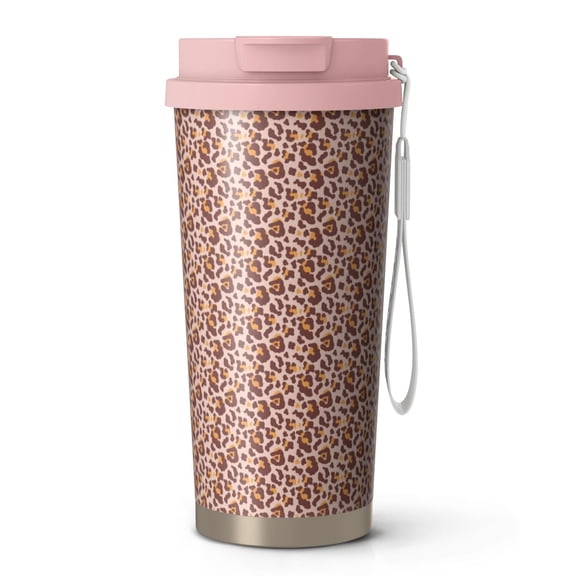 Leopard Print 18oz Double Drinking Coffee Mug – Vacuum Insulated Stainless Steel Travel Cup with Leakproof Lid, 316 Steel Thermos Tumbler for Hot & Cold Beverages