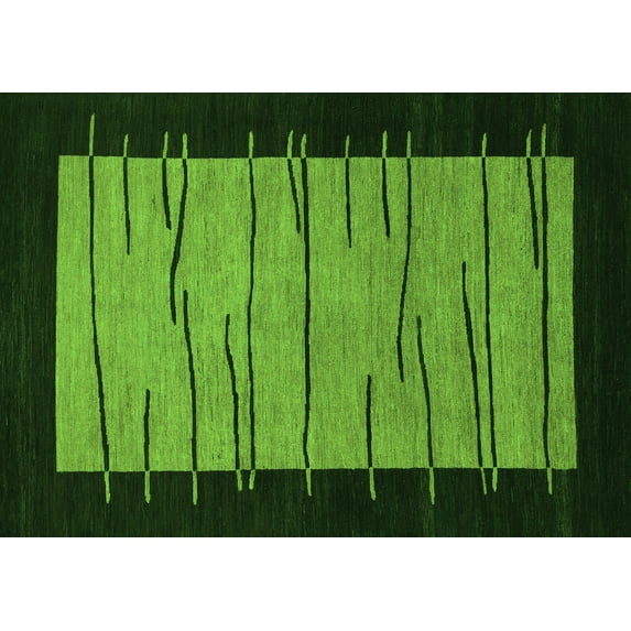 Ahgly Company Indoor Rectangle Abstract Green Modern Area Rugs, 6' x 9'