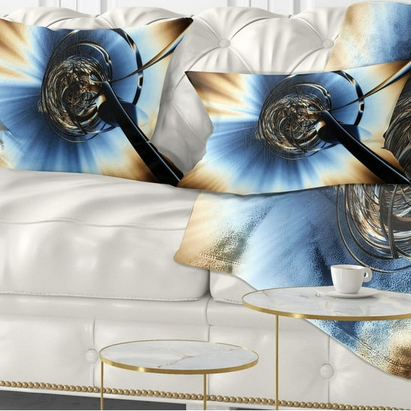 Designart Fractal 3D Tangled Knot - Contemporary Throw Pillow - 12x20
