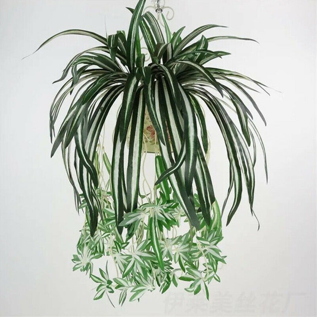 Simulation Silk Faux Chlorophytum-Orchid Plants Bonsai Potted Home Garden Decor 