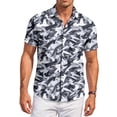 thumbnail image 2 of QHRMKOG Hawaiian Shirts for Men Loose Fit Print Short Sleeve Beach Shirts Light Tropical Holiday Button Down Hawaiian Shirts Summer Fashion Shirt Blue M, 2 of 6