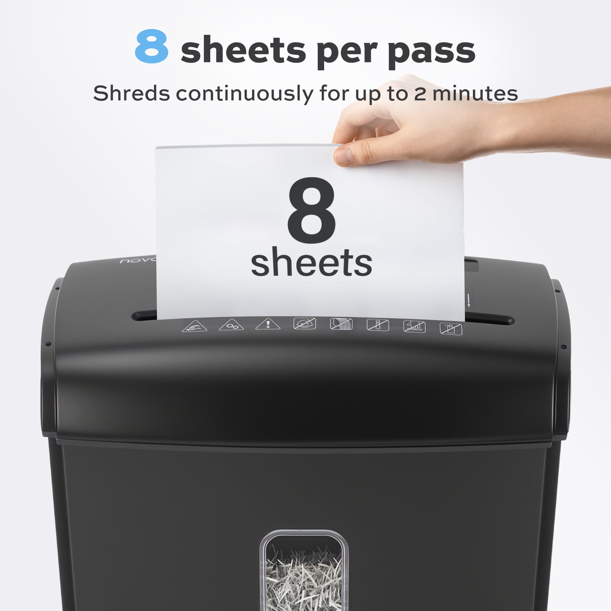 NOVODESK 8-Sheet Micro Cut Credit Card Shredder, P-5 Security