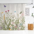 thumbnail image 4 of Floral Shower Curtain Set Sage Green Butterfly Fabric Shower Curtain Summer Farmhouse Bath Accessories for Bathroom, 72x72 Inch, 4 of 6