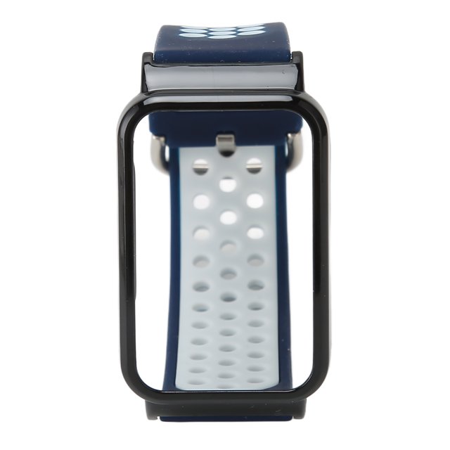 Correa de reloj de silicona transpirable con funda protectora, accesorio apto para Mi Band 7 Pro, funda azul oscuro, blanca y negra