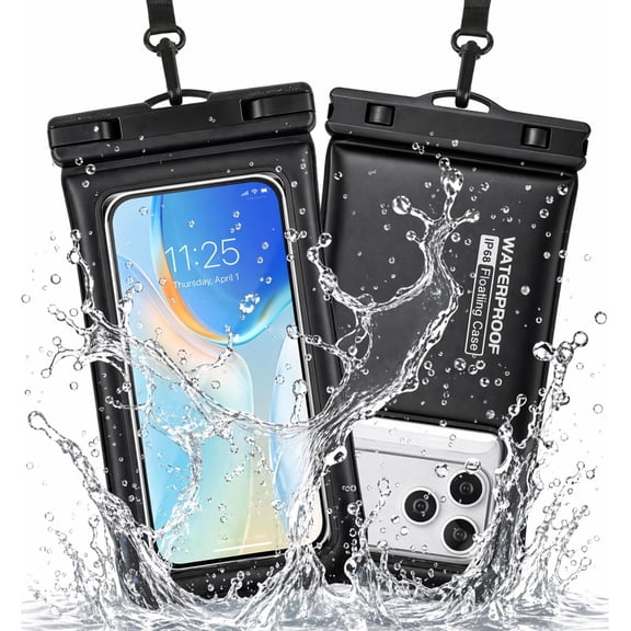 Floating Waterproof Phone Pouch [2 Pack] Water Proof Phone Case up to 6.9" for iPhone 17 16 15 14 13 Pro Max, Galaxy S25 S24 Ultra, Dry Bag with Lanyard for for Beach Pool Swimming Cruise