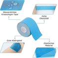 thumbnail image 2 of Cinta kinesiológica deportiva para músculos, 5 mx 5 cm, resistente al agua y elástica, 2 rollos (1 azul, 1 azul), 2 of 5