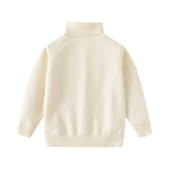 Odeerbi Kids Boys Girls Turtleneck Sweater Fall Winter Solid Color Sweater Solid Color Fashionable Casual Winter Warm Knitted Sweater Double-Layer High Neck Sweater Beige