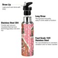 thumbnail image 3 of Yayeee 33oz Double Wall Stainless Steel Water Bottle with Flip Straw, Brown Gingerbread Houses, 3 of 7