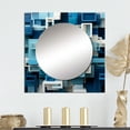 thumbnail image 1 of Designart "Geometric Focus Op Art Blue" Abstract Square Mirror For Wall Decor - Large Blue Square Printed Wall Mirror Art - Square Transitional Mirror - Wall Mounted Square Large Mirror, 1 of 5
