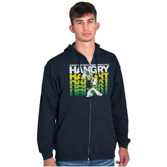 Popeye Sorry I Was Hangry Funny Retro Zip Up Hoodie Men's Women's Brisco Brands S