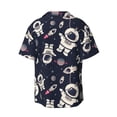 thumbnail image 6 of Lsque Cartoon Spaceship print Men's Cuban Collar Short Sleeve Shirt Summer Beachwear Casual Button Down Fashionable Vacation Leisure Shirt-Small, 6 of 7